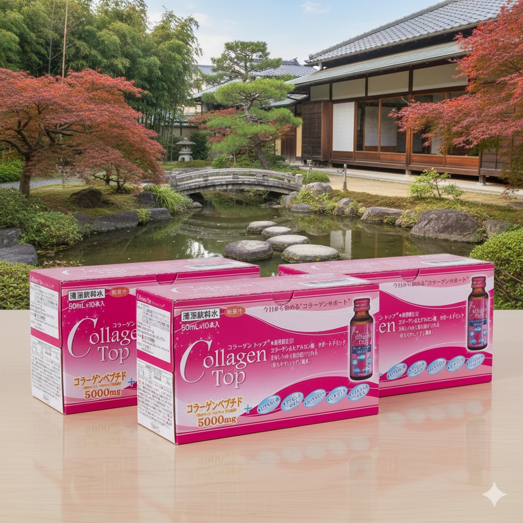 Combo 3 Nước uống Collagen Shinnippai Top 5.000mg (Hộp 10 chai x 50ml)