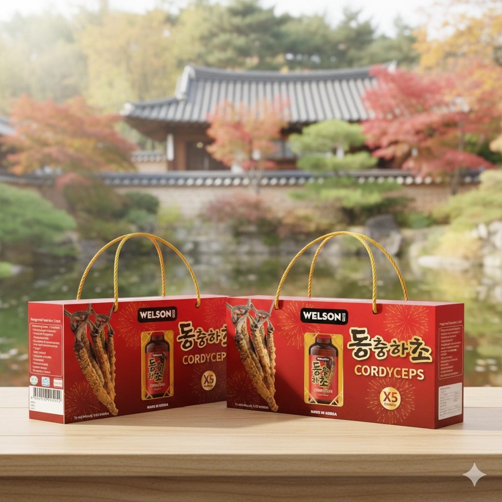 Combo 2 Nước Uống Đông Trùng Hạ Thảo Welson Cordyceps Hàn Quốc - Hộp 10 chai