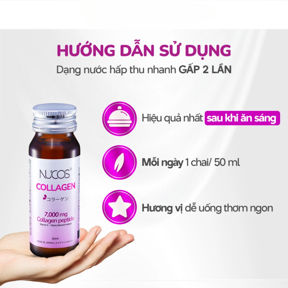 Combo 2 Nước uống Collagen chống lão hóa, trắng da Nucos Collagen 7000 (Hộp 10 chai x 30 ml)
