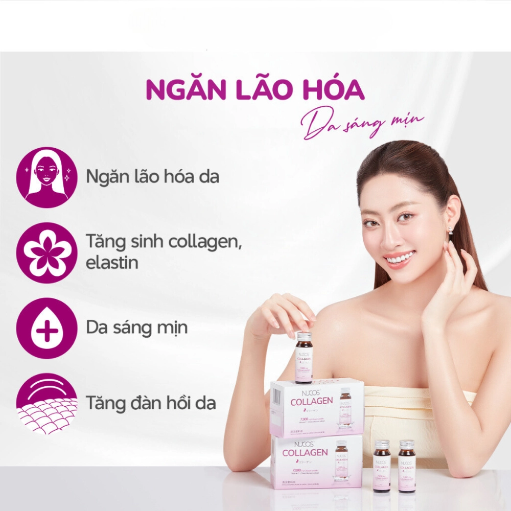 Combo 2 Nước uống Collagen chống lão hóa, trắng da Nucos Collagen 7000 (Hộp 10 chai x 30 ml)