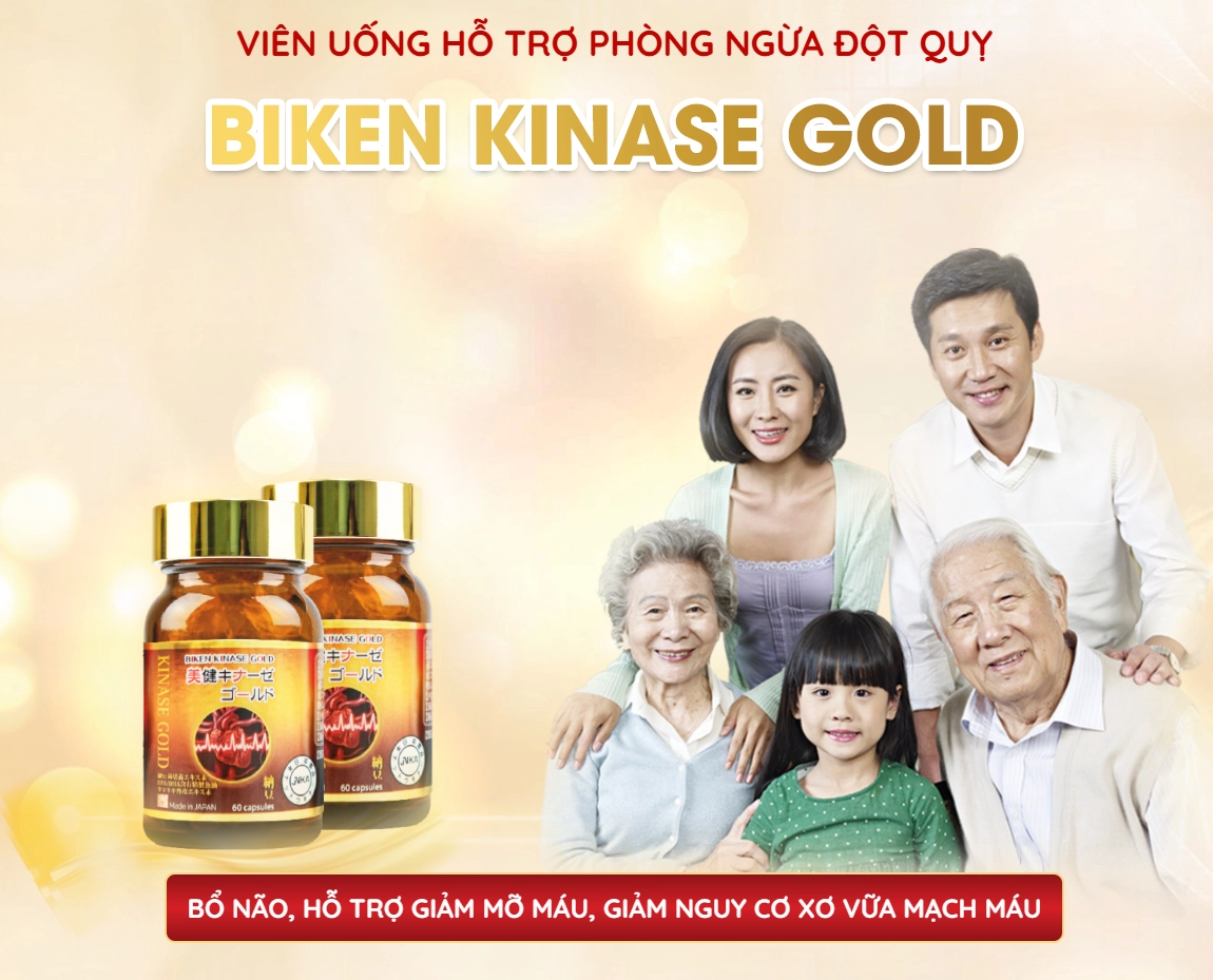 Combo 3 Viên uống phòng ngừa & hỗ trợ điều trị đột quỵ Biken Kinase Gold 60 viên.