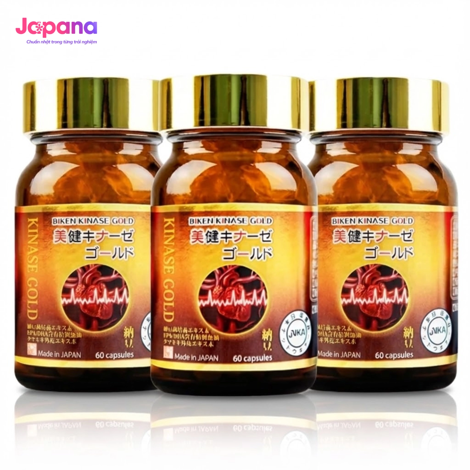 Combo 3 Viên uống phòng ngừa & hỗ trợ điều trị đột quỵ Biken Kinase Gold 60 viên.
