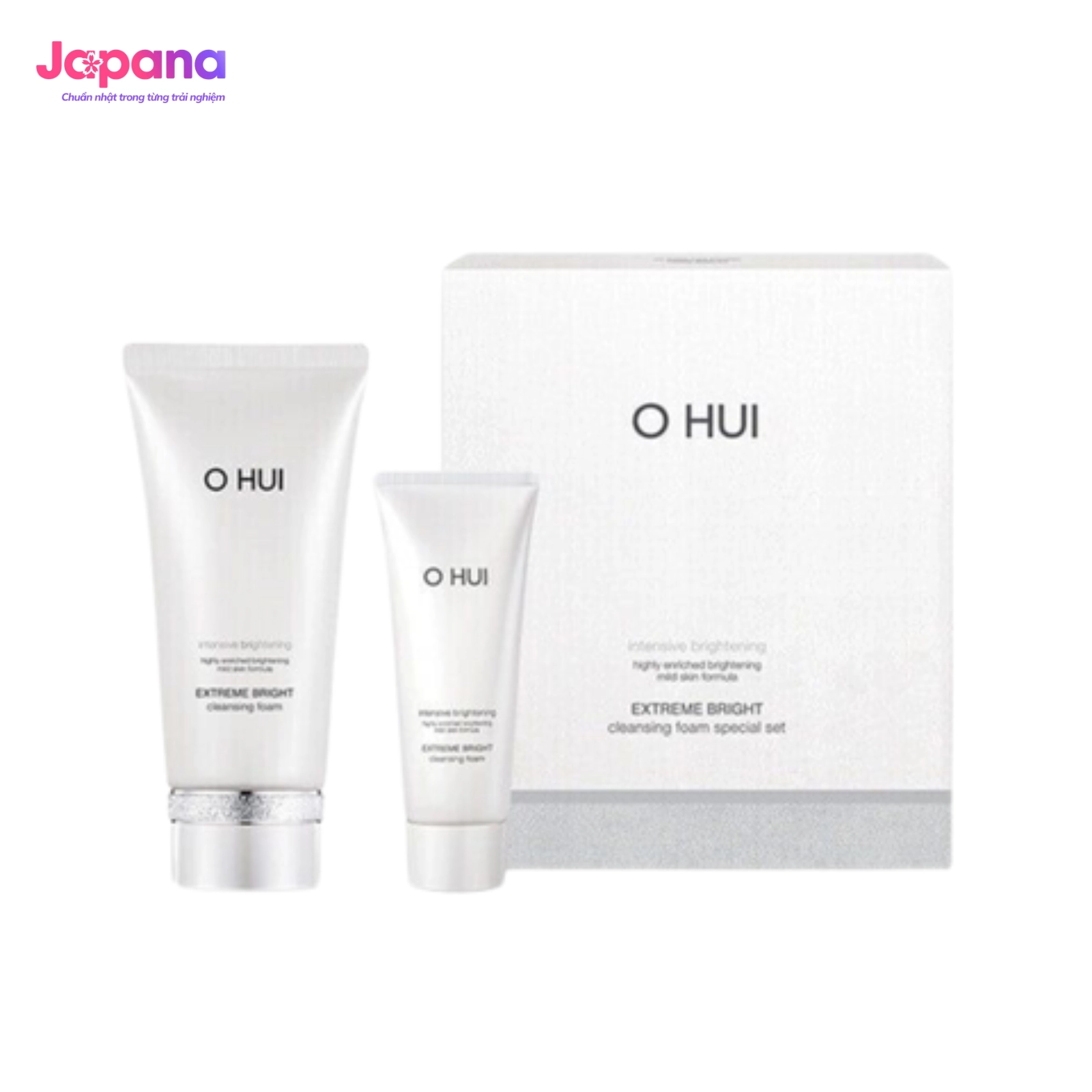 Bộ sữa rửa mặt dưỡng trắng da OHUI Extreme Bright Cleansing Foam - 160ml + 100ml