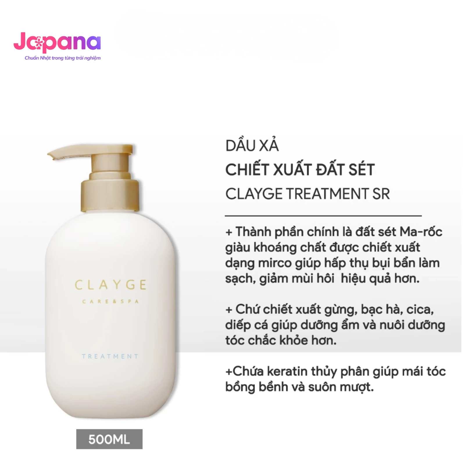 Dầu xả đất sét khoáng tự nhiên Clayge Treatment S 500ml (Dành cho tóc dầu)