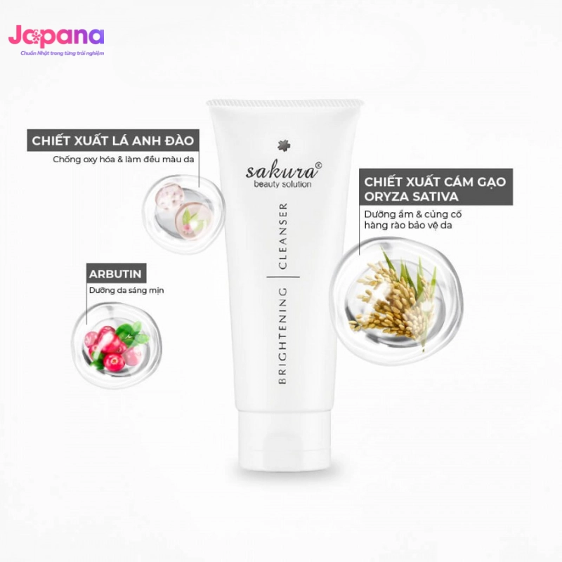Combo Chống nắng & Làm sạch da Sakura Physical Daily Defense SPF50+ PA++++ 60g & Sakura Brightening Cleanser 100ml