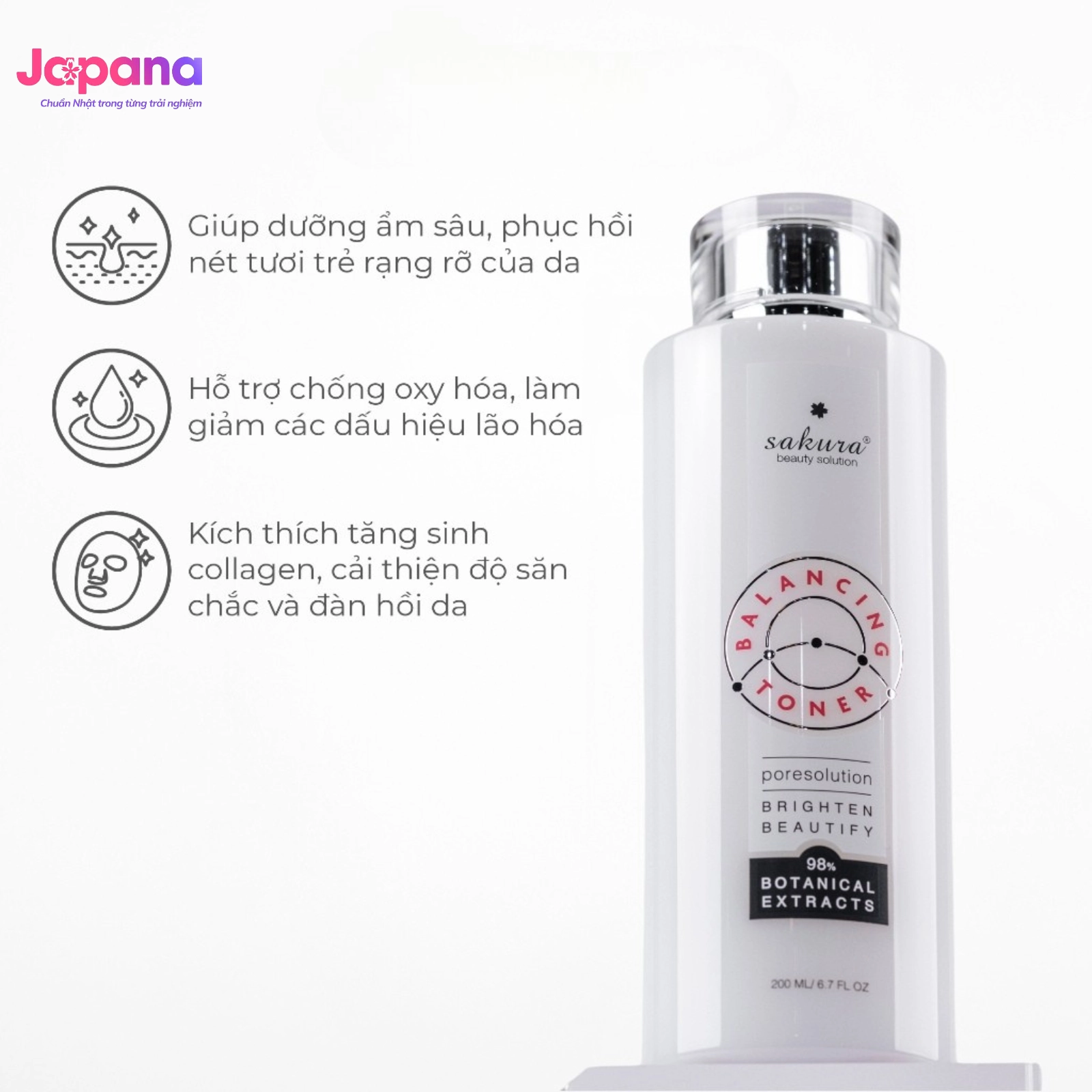 Combo Làm sạch & Cân bằng da Sakura Balancing Toner 200ml (Date 09/26) & Sakura Brightening Cleanser 100ml (Date 07/30)