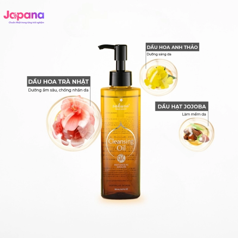 Combo Tẩy trang & Làm sạch da nhạy cảm Sakura Cleansing Oil 150ml (Date 09/27) & Sakura Gentle Cleanser 100ml (Date 07/30) 
