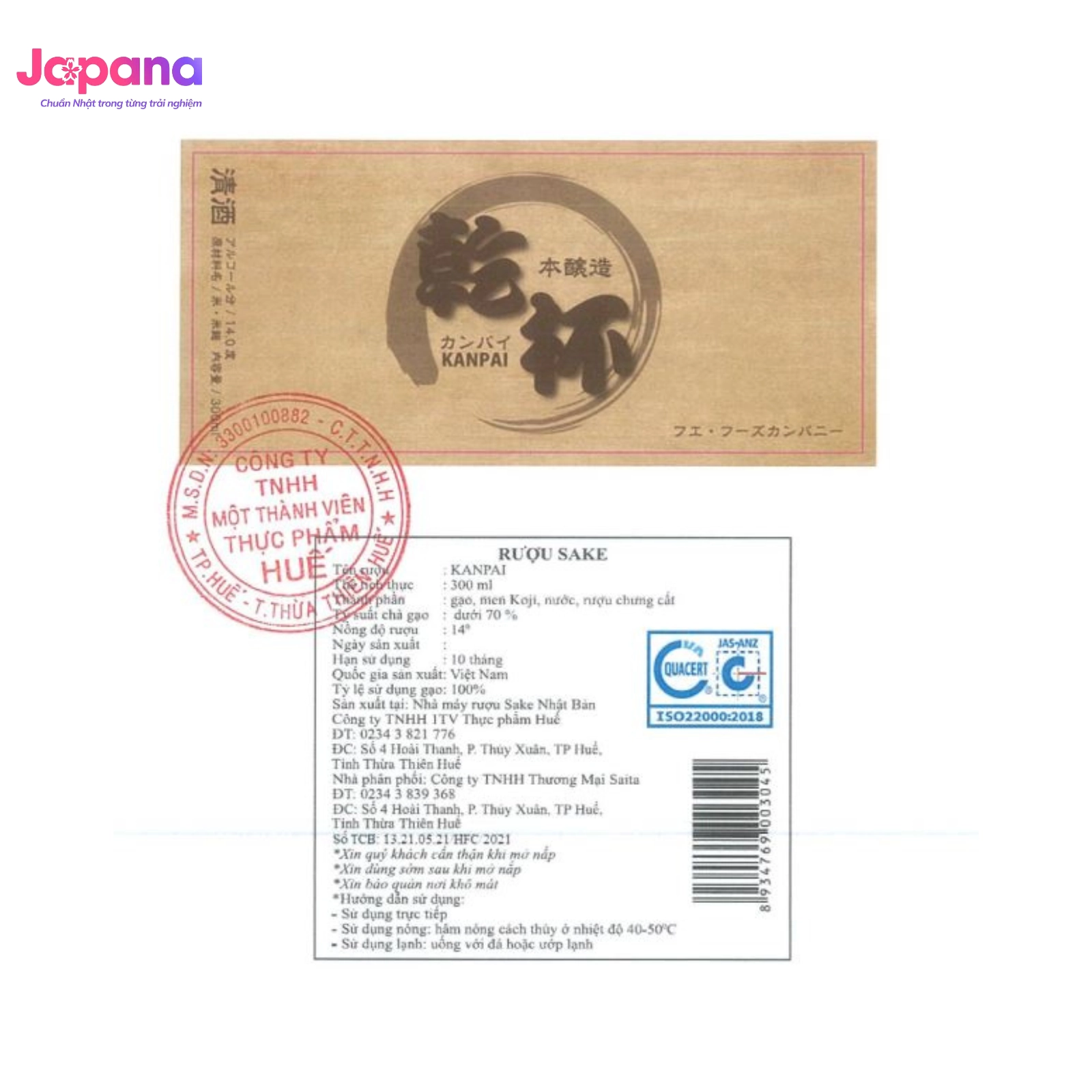 Rượu Sake Kanpai 1800ml