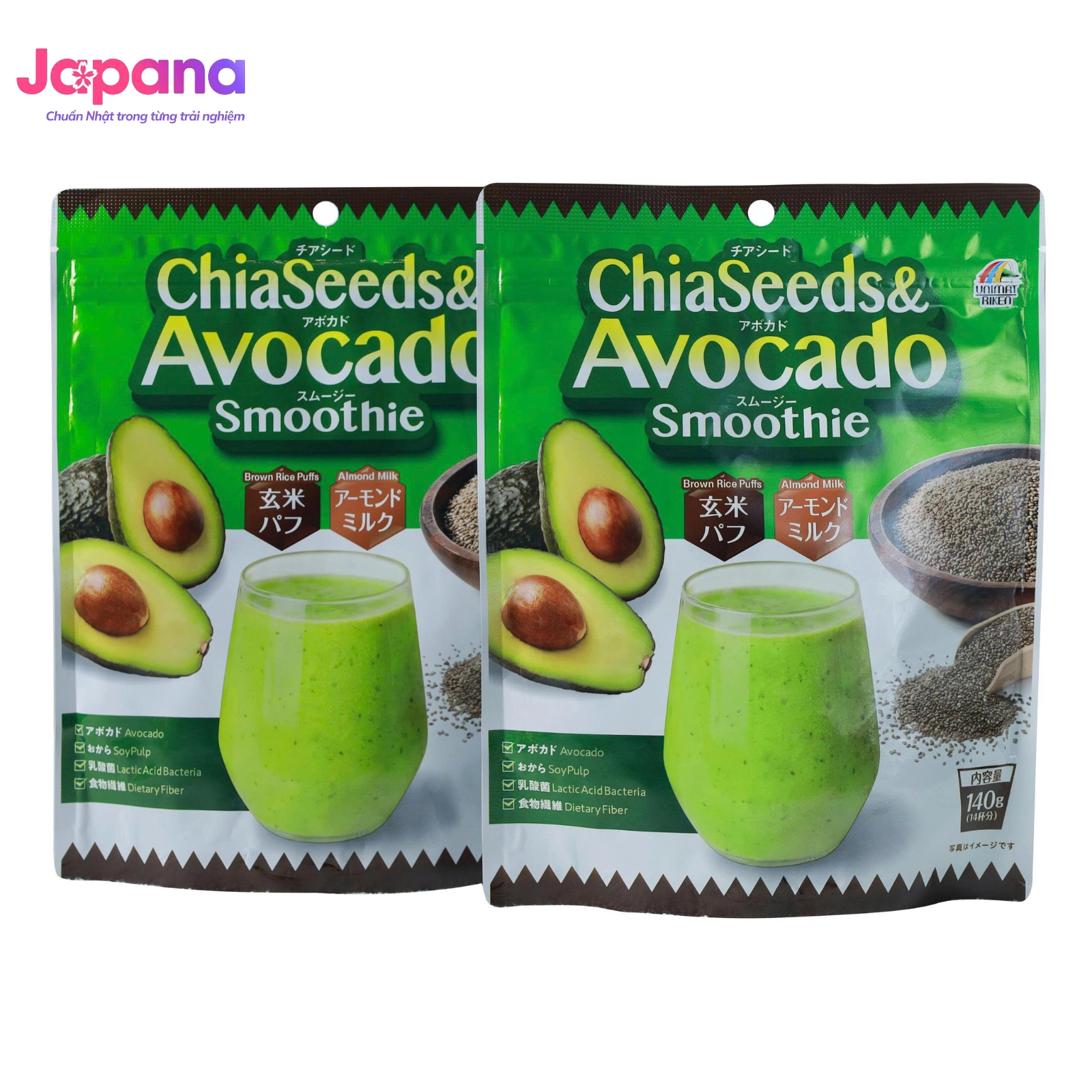 Bột giảm cân sinh tố bơ Yangmiwa Unimat Riken ChiaSeeds & Avocado Smoothie Calories-Block 140g - Date 09/2026