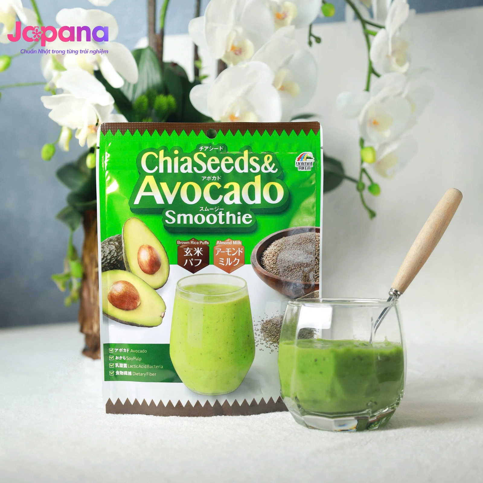 Bột giảm cân sinh tố bơ Yangmiwa Unimat Riken ChiaSeeds & Avocado Smoothie Calories-Block 140g - Date 09/2026