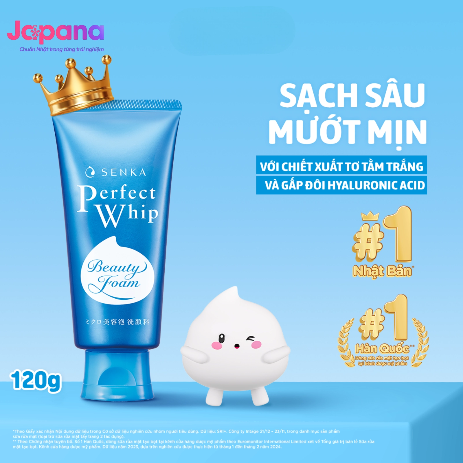 Sữa rửa mặt tạo bọt Senka Perfect Whip Facial Foam Wash - 120g