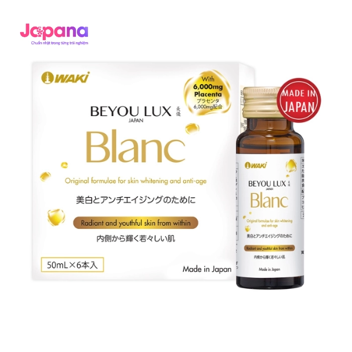 Combo 3 Nước uống Placenta & Collagen 2in1 cao cấp từ Nhật Bản - Hộp 6 chai x 50ml - Date 09/2027