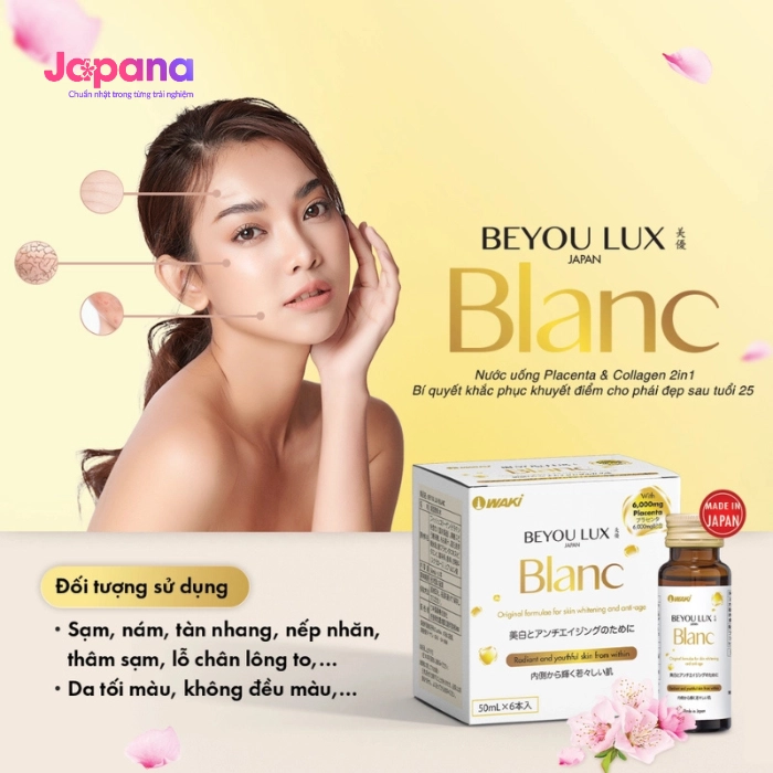 Combo 3 Nước uống Placenta & Collagen 2in1 cao cấp từ Nhật Bản - Hộp 6 chai x 50ml - Date 09/2027