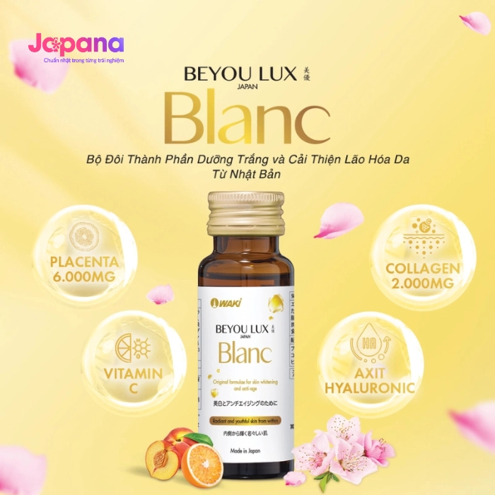 Combo 3 Nước uống Placenta & Collagen 2in1 cao cấp từ Nhật Bản - Hộp 6 chai x 50ml - Date 09/2027