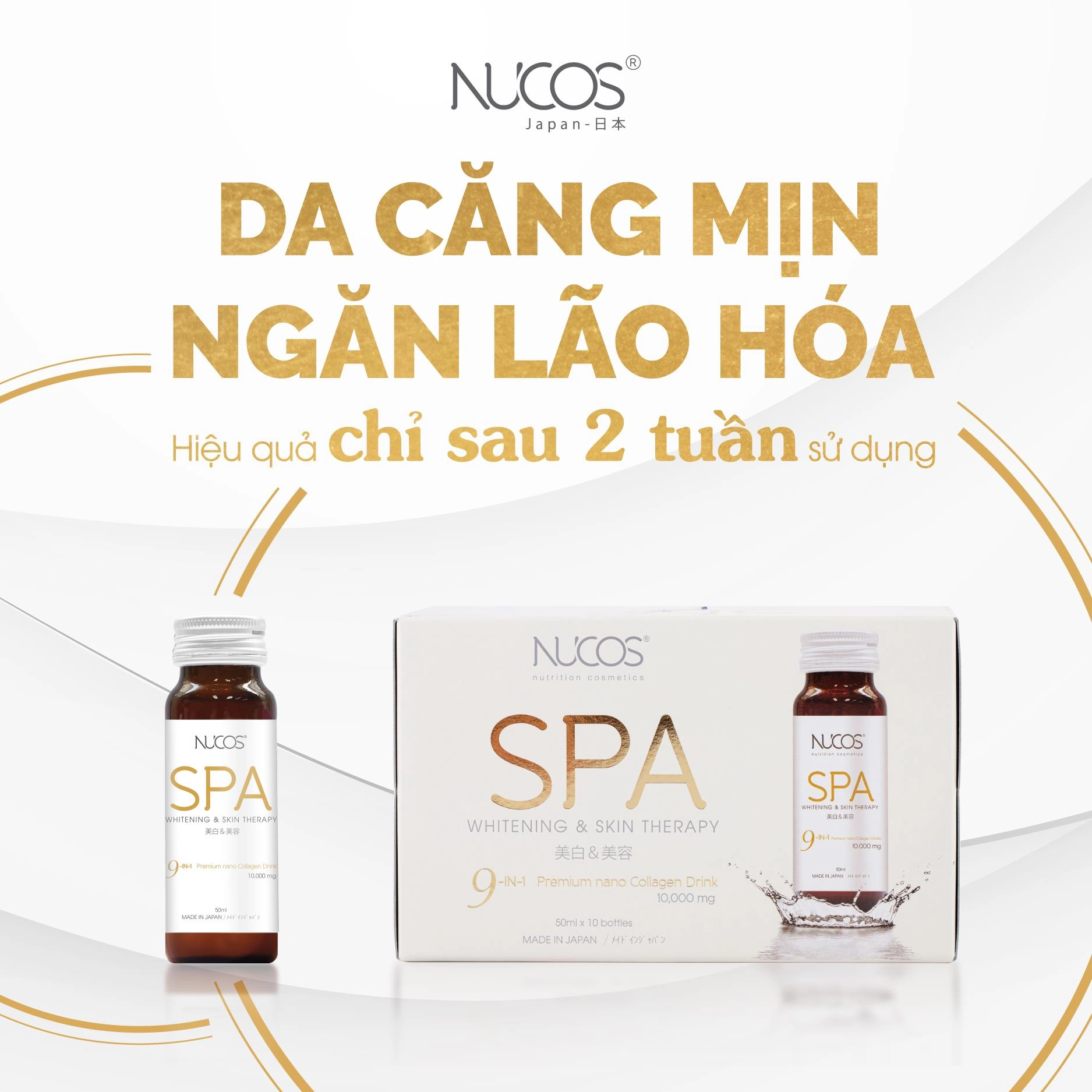 Combo 9 Nước uống Collagen Nucos Spa 10,000mg (Hộp 10 chai x 50ml)