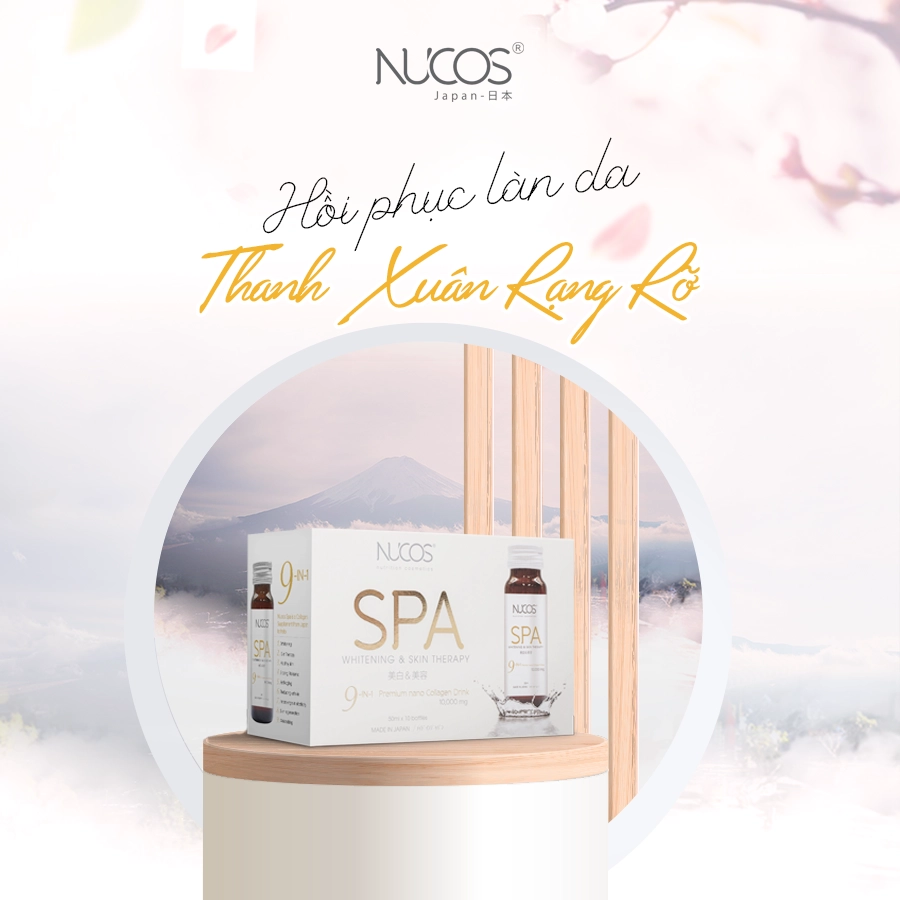 Combo 9 Nước uống Collagen Nucos Spa 10,000mg (Hộp 10 chai x 50ml)