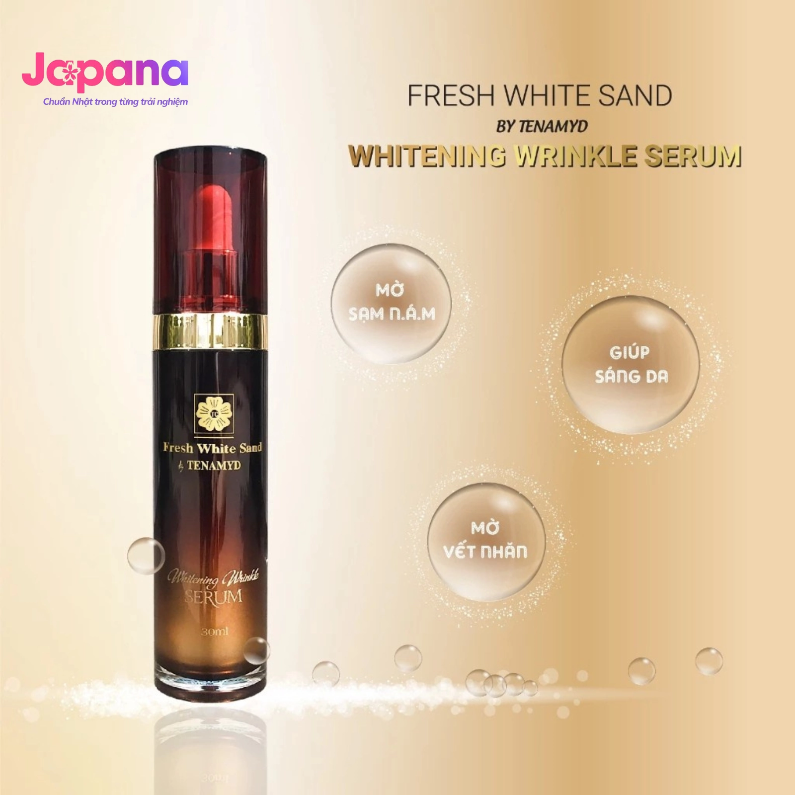 Tinh chất trắng da làm mờ vết nhăn Fresh White Sand By Tenamyd Whitening Wrinkle Serum chai 30ml