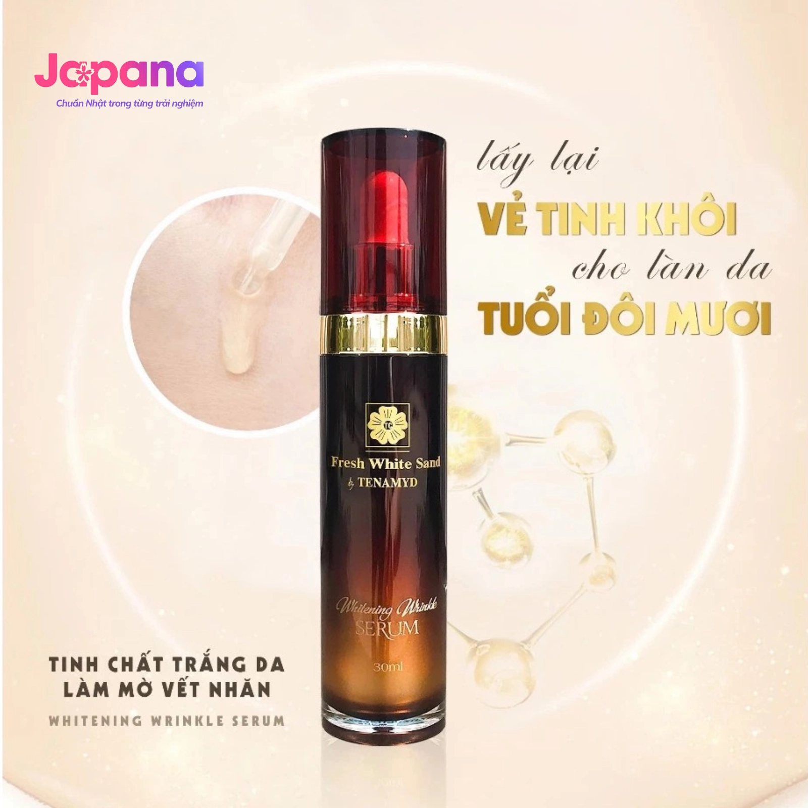 Tinh chất trắng da làm mờ vết nhăn Fresh White Sand By Tenamyd Whitening Wrinkle Serum chai 30ml