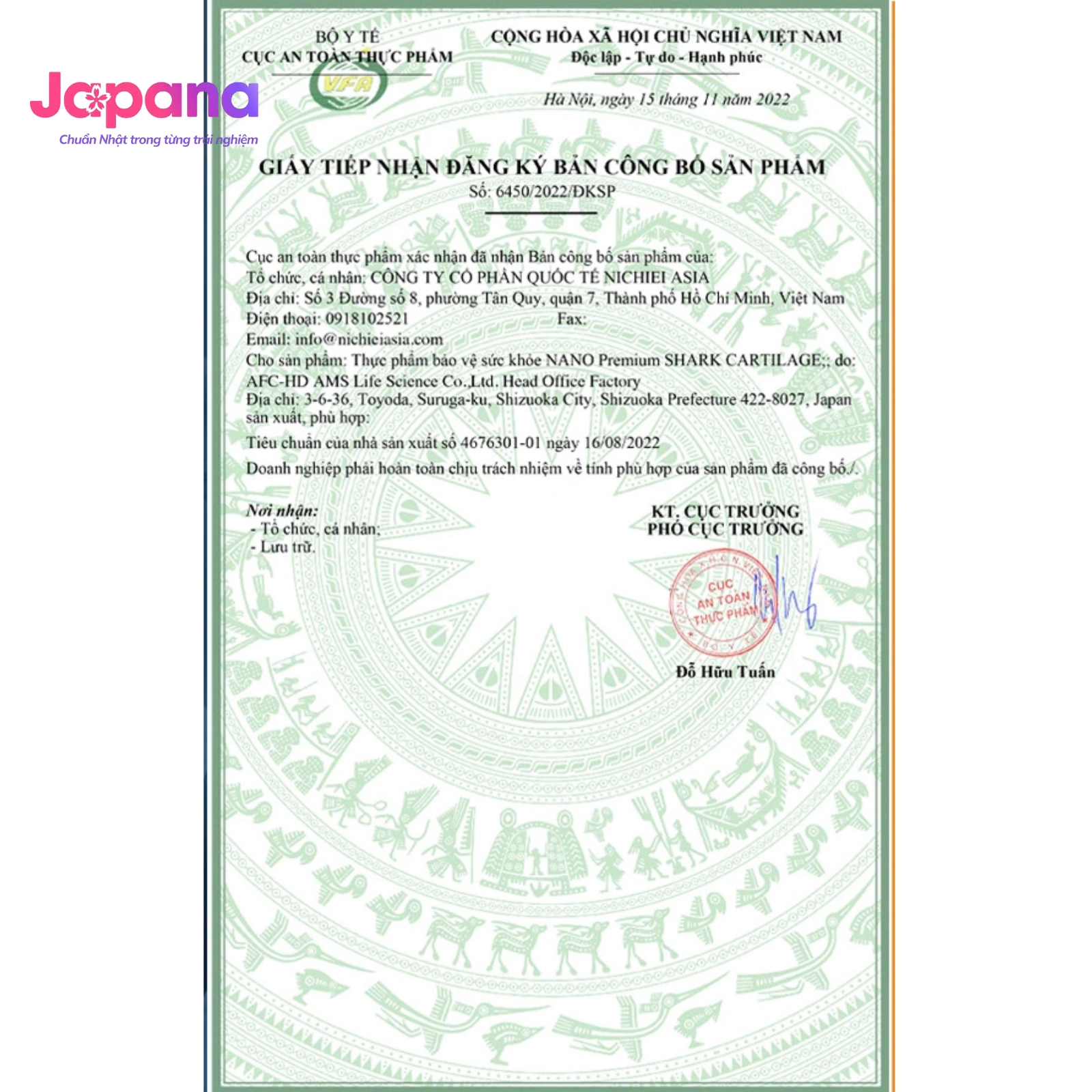 Viên uống bổ xương khớp Nichiei Bussan Nano Premium Shark Cartilage 150 viên