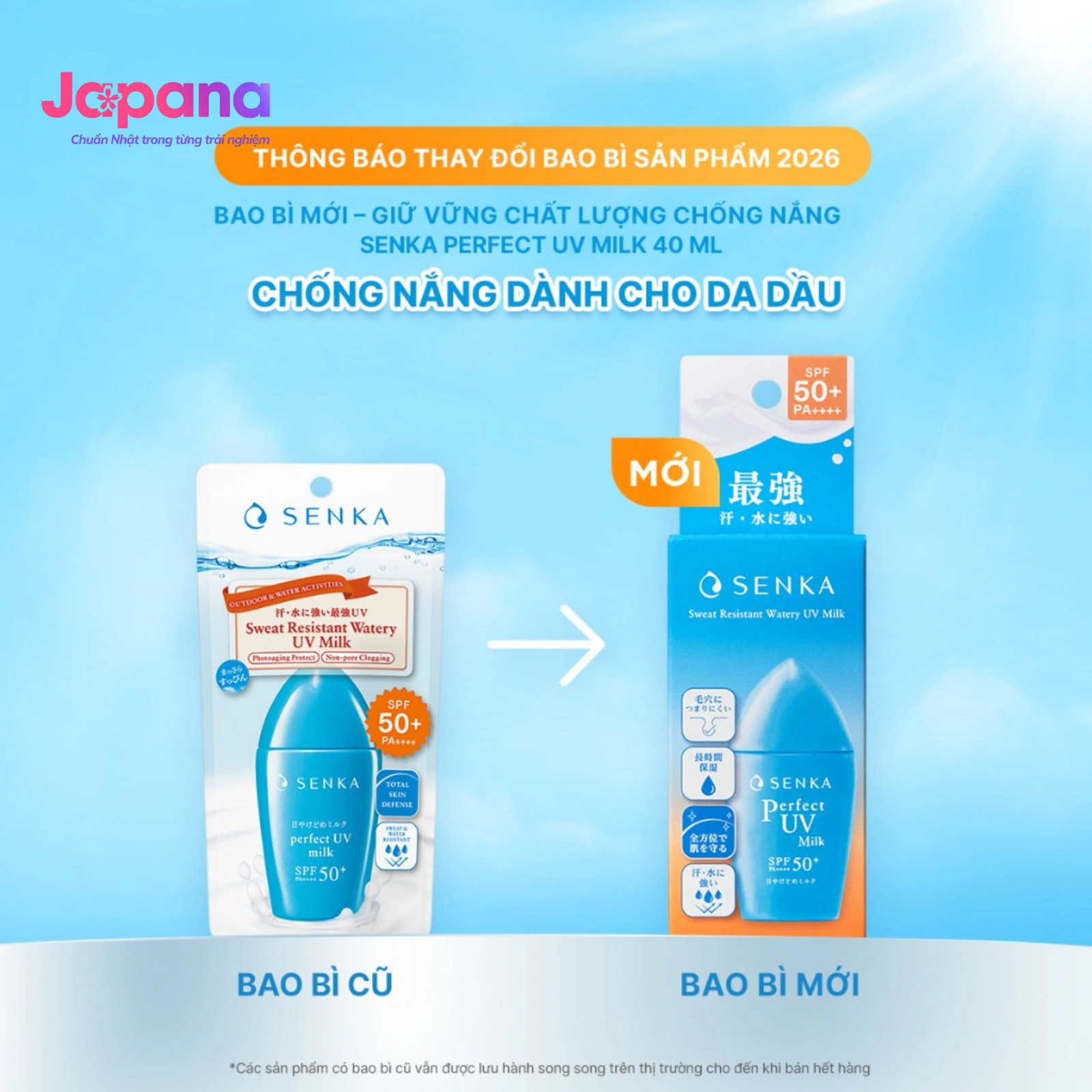 Sữa chống nắng Senka Perfect UV Milk SPF50+/PA++++ 40ml