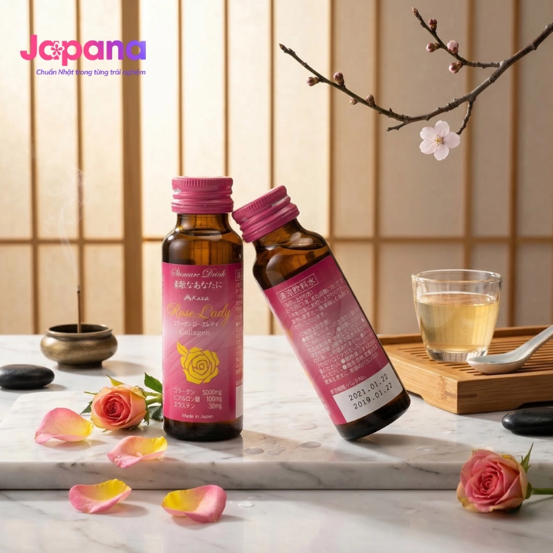 Nước uống Collagen Kaza Rose Lady 5000mg (Hộp 10 chai x 50ml)