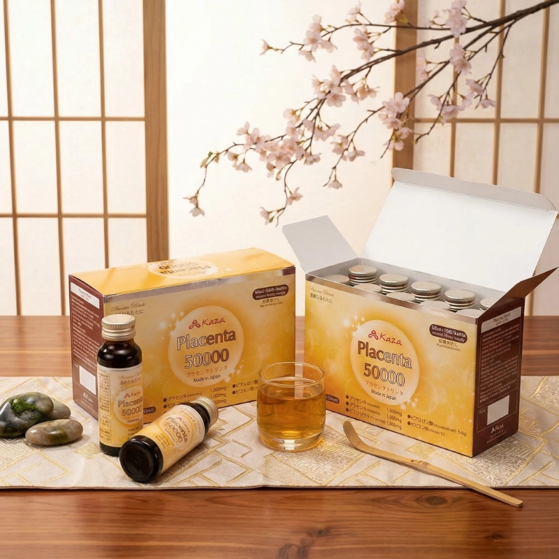 Nước uống tinh chất nhau thai Kaza Placenta 50000mg (Hộp 10 chai x 50ml)