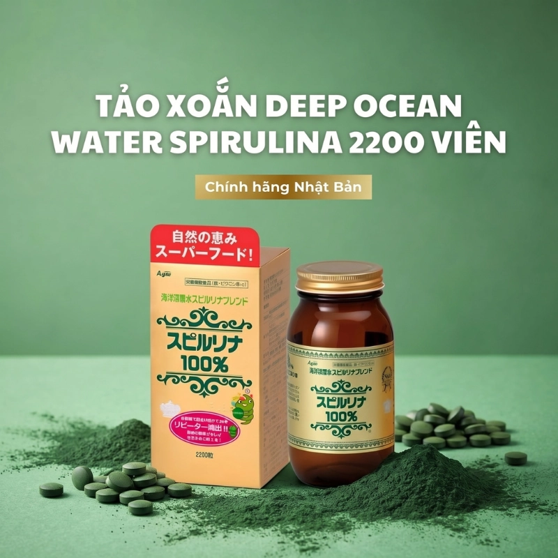 Tảo xoắn Spirulina Japan Algae Nhật Bản 2200 viên