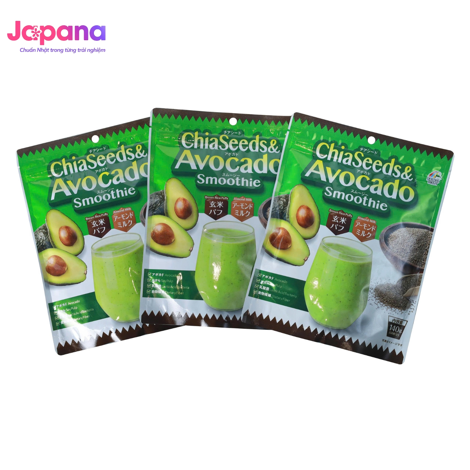 Combo 3 Bột giảm cân sinh tố bơ Yangmiwa Unimat Riken ChiaSeeds & Avocado Smoothie Calories-Block 140g - Date 09/2026