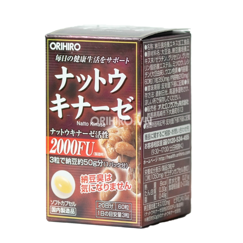 Viên uống hỗ trợ điều trị tai biến, đột quỵ Orihiro Nattokinase 2000FU 60 viên