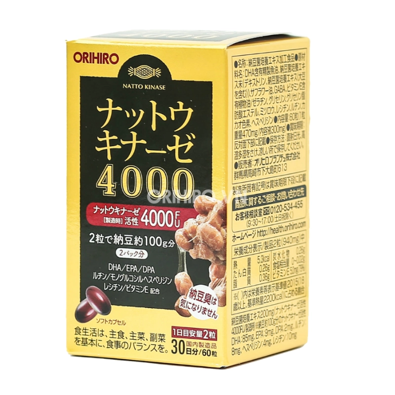 Viên uống hỗ trợ điều trị tai biến, đột quỵ Orihiro Nattokinase 4000FU 60 viên
