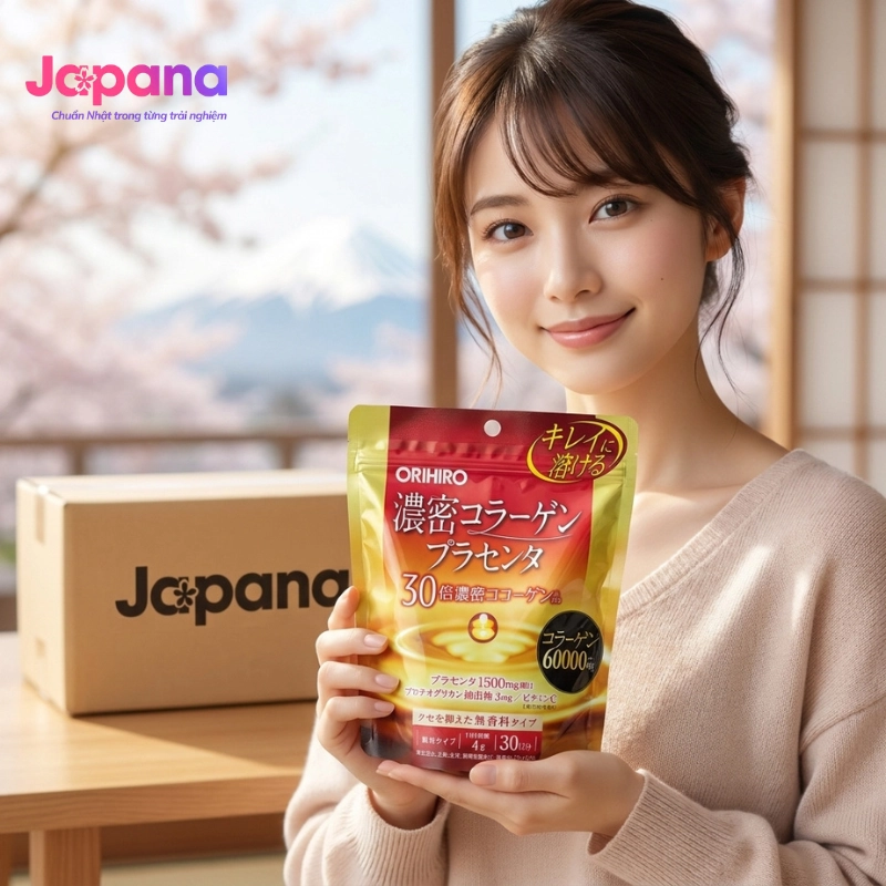 Bột uống Collagen nhau thai heo Orihiro 60000mg 120g