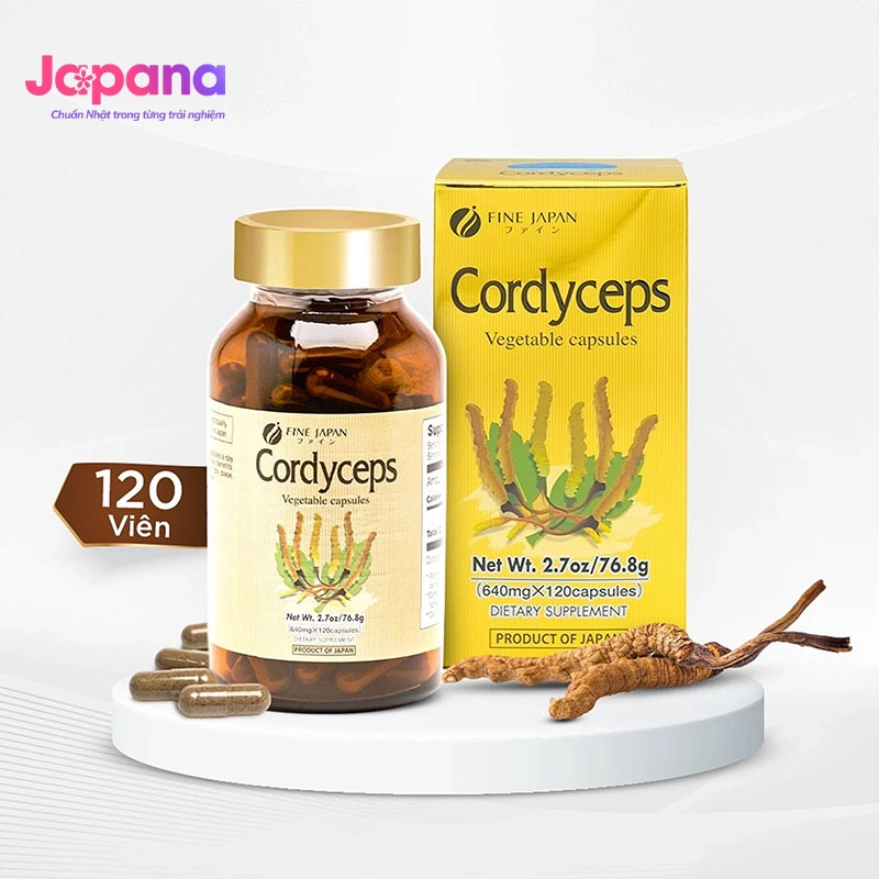 Viên uống đông trùng hạ thảo tăng cường hệ miễn dịch, cải thiện trí nhớ Fine Japan Cordyceps - 120 viên