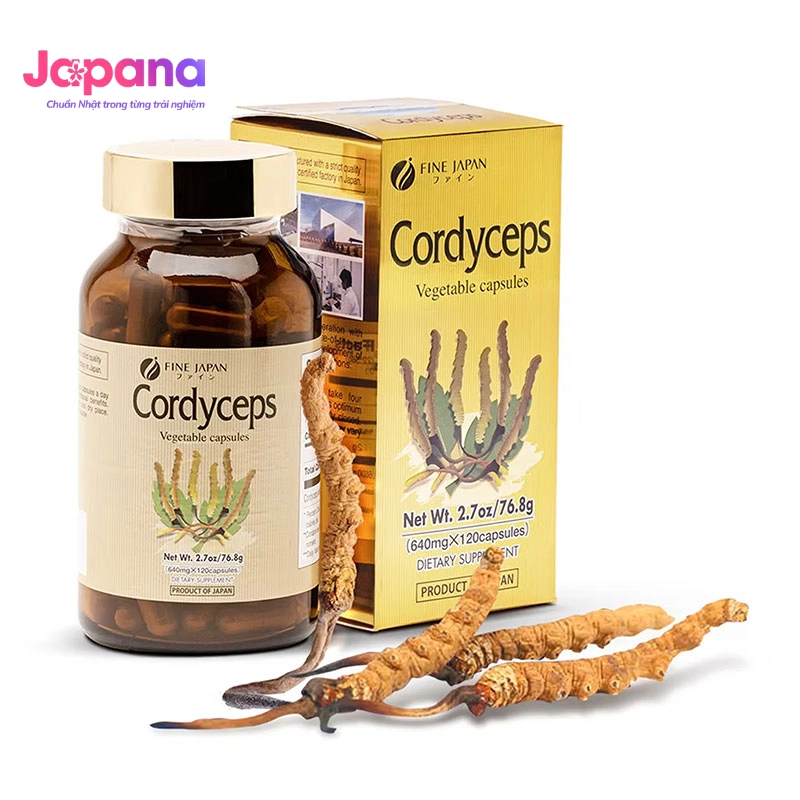 Viên uống đông trùng hạ thảo tăng cường hệ miễn dịch, cải thiện trí nhớ Fine Japan Cordyceps - 120 viên