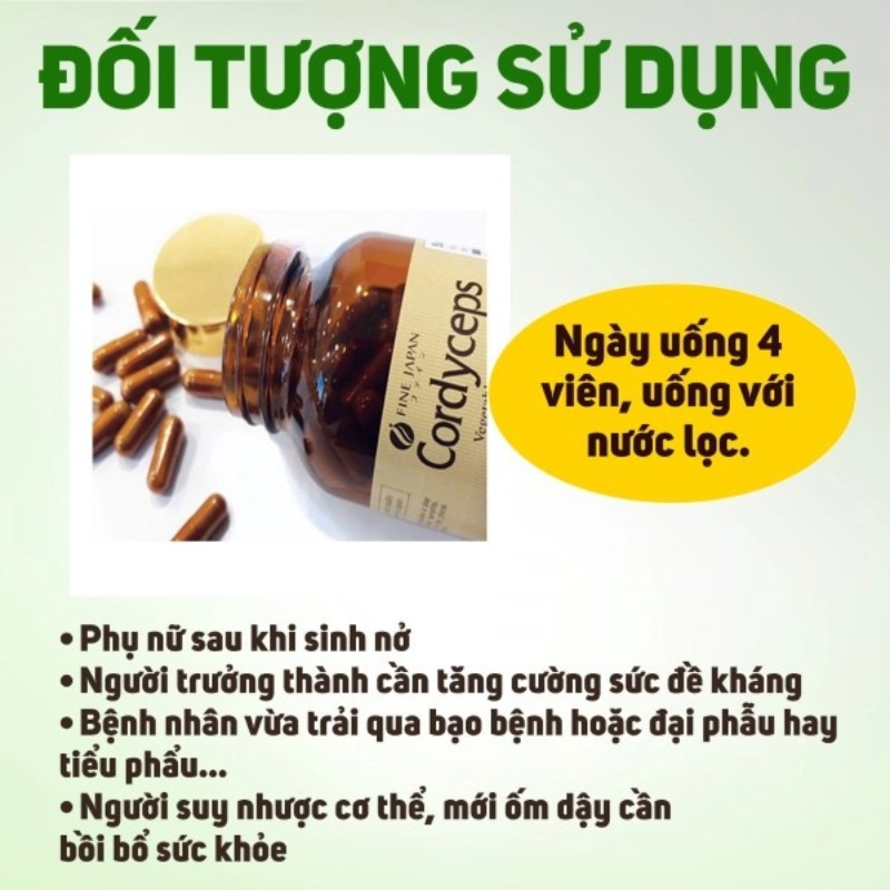 Viên uống đông trùng hạ thảo tăng cường hệ miễn dịch, cải thiện trí nhớ Fine Japan Cordyceps - 120 viên