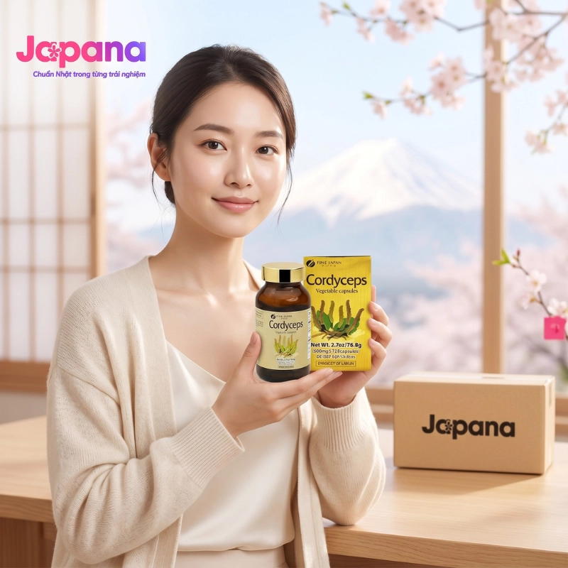 Viên uống đông trùng hạ thảo tăng cường hệ miễn dịch, cải thiện trí nhớ Fine Japan Cordyceps - 120 viên