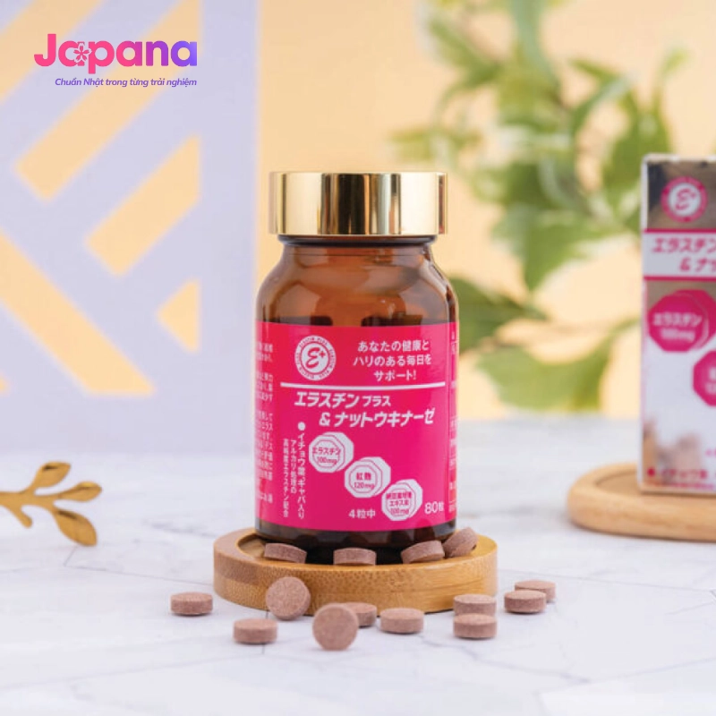 Viên uống hỗ trợ bền thành mạch, ngừa tai biến Elastin Plus & Nattokinase Hokoen 80 viên