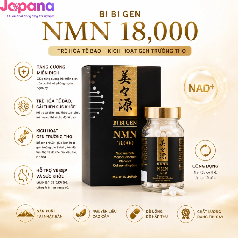 Viên uống chống lão hóa BIBIGEN NMN 18000 90 viên