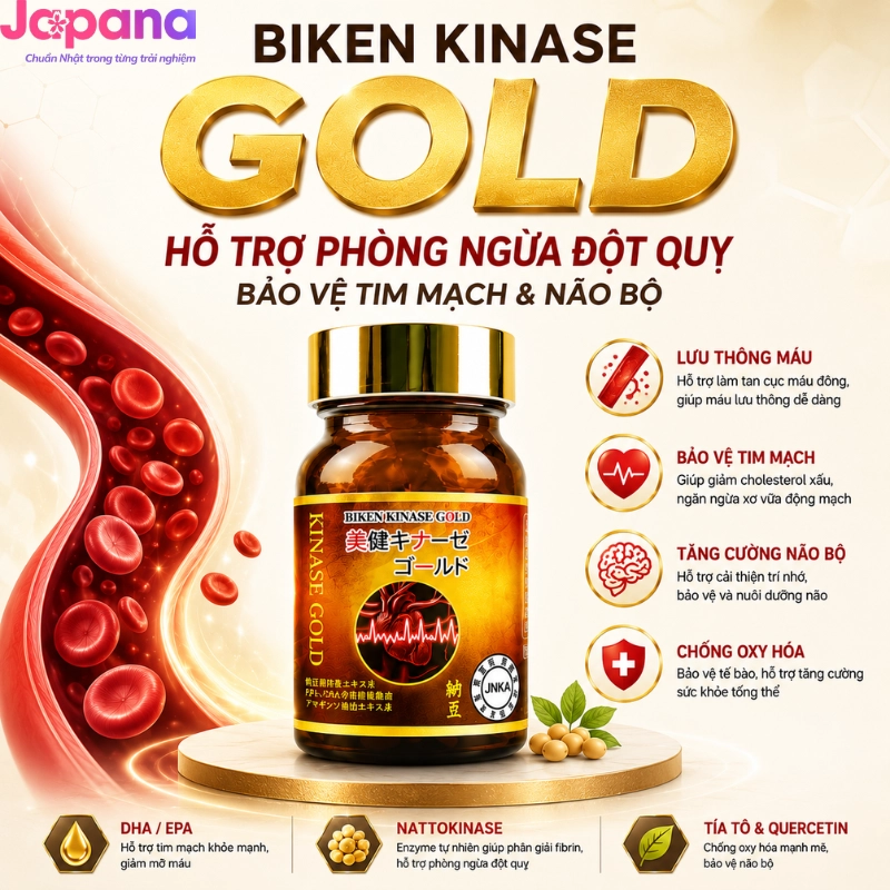 Viên uống phòng ngừa & hỗ trợ điều trị đột quỵ Biken Kinase Gold 20 viên