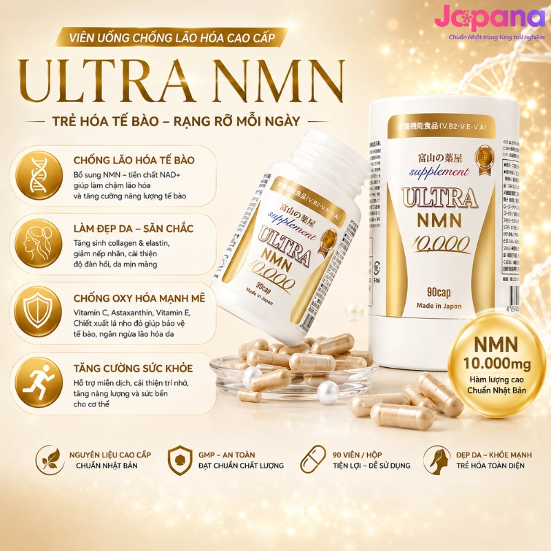 Viên uống hạn chế lão hóa da, chống oxy hóa Ultra NMN 10,000 - 90 viên/lọ