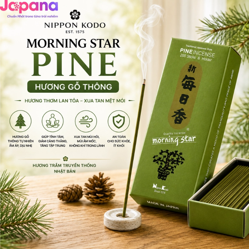Hương Nippon Kodo Morning Star Pine 200 que (Hương gỗ thông)