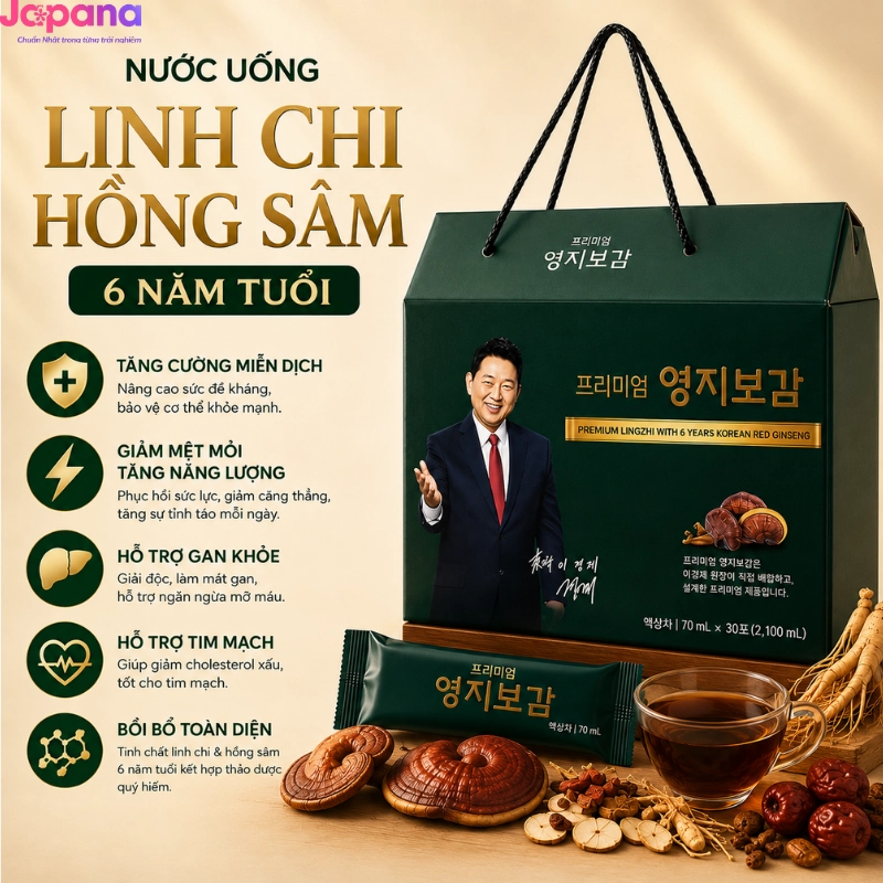 Chiết xuất linh chi và hồng sâm Hàn Quốc 6 năm tuổi Ginseng House (30 gói x 70ml)