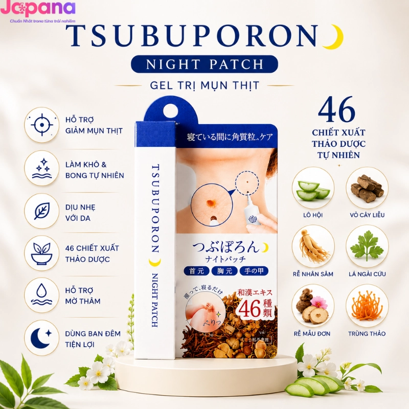 Gel trị mụn thịt ban đêm Tsubuporon Night Patch 20g