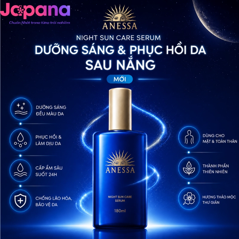 Serum dưỡng sáng và phục hồi da sau nắng Anessa Night Sun Care Serum - 180ml (Date 06/2027)