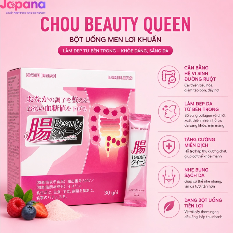 Bột uống men lợi khuẩn Nichiei Bussan Chou Beauty Queen 30 gói