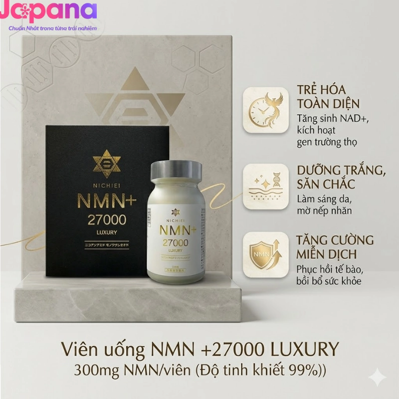 Viên uống NMN＋27000 LUXURY trẻ hóa làn da 90 viên