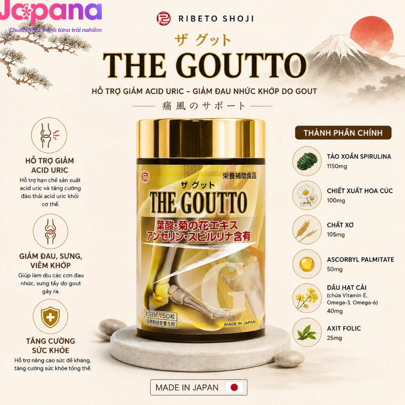 Viên uống hỗ trợ Gout Ribeto Shoji The Goutto 150 viên