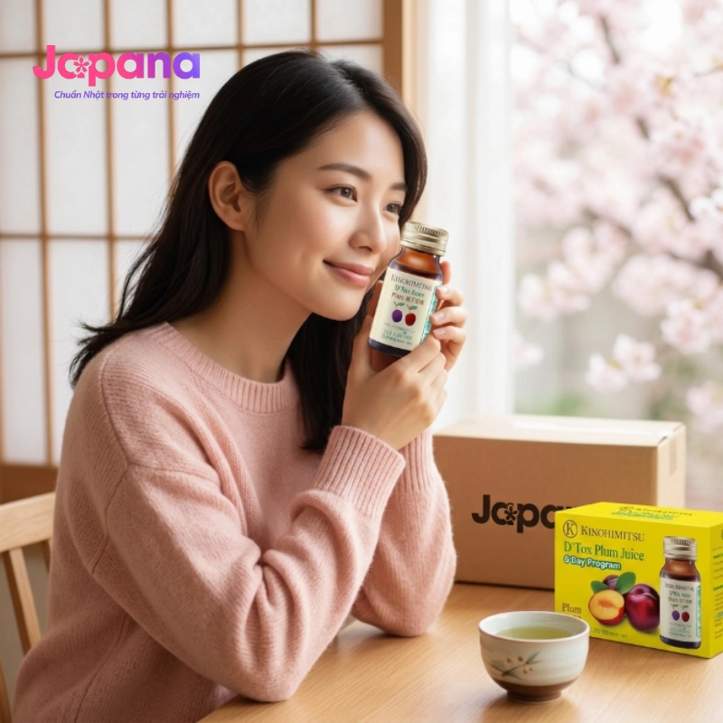 Nước uống hỗ trợ thải độc cơ thể Kinohimitsu D Tox Plum Juice (Hộp 6 chai x 30ml) - Date 7/2026