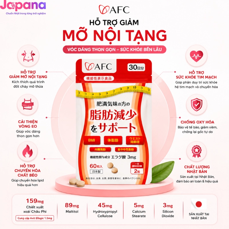 Combo hỗ trợ giảm cân Trà ổi Orihiro 60 gói + Viên uống AFC Ellagic Acid 60 viên