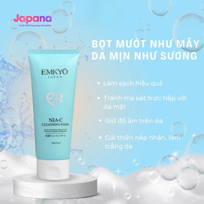 Sữa rửa mặt chăm sóc da EMKYŌ NIA-C Cleansing Foam 130g