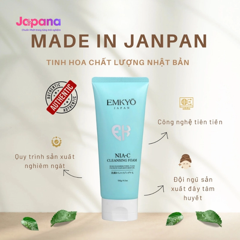 Sữa rửa mặt chăm sóc da EMKYŌ NIA-C Cleansing Foam 130g